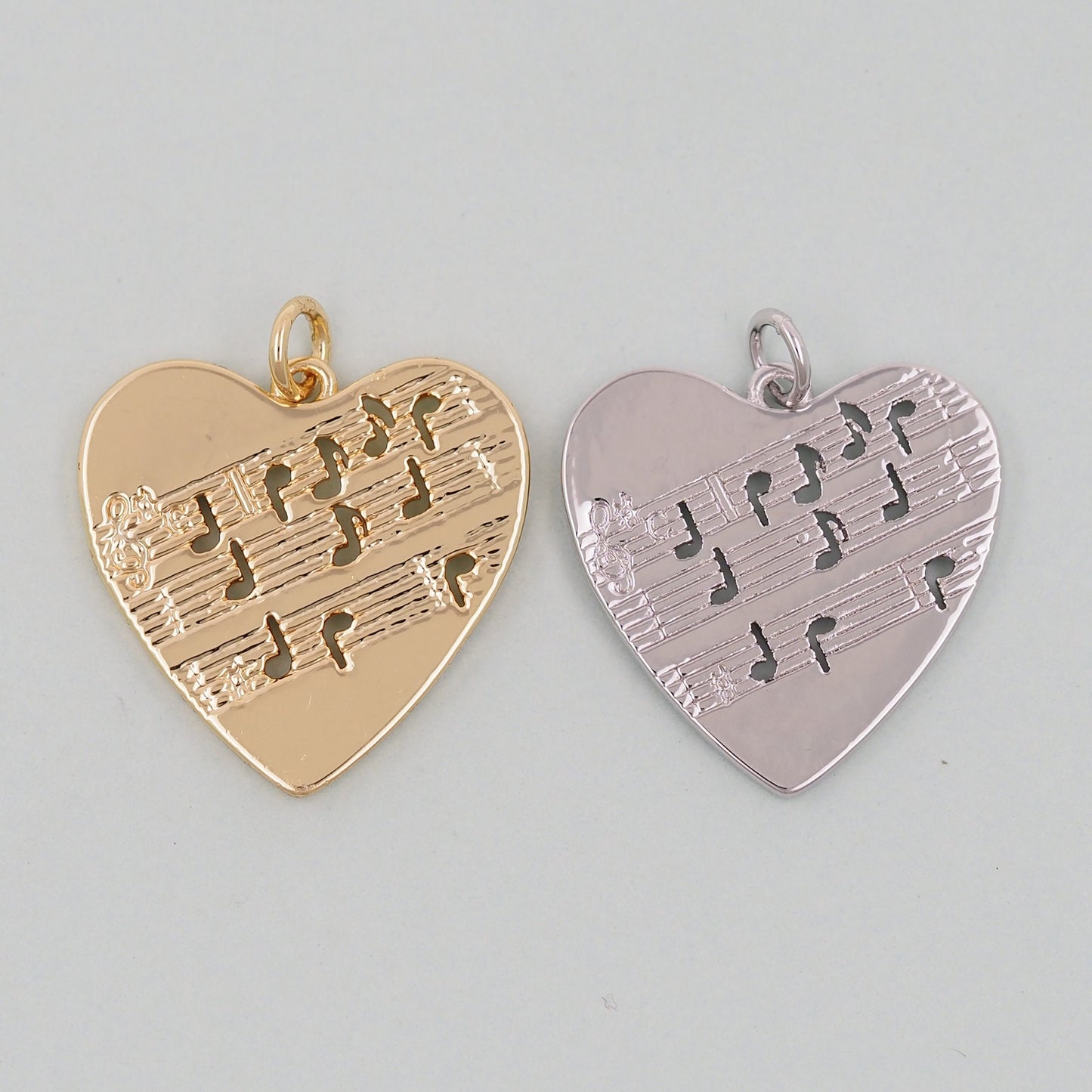 Gold Heart Charms,18K Gold Filled Heart Pendant,Heart Note Charm Bracelet Necklace for DIY Jewelry Making Supply