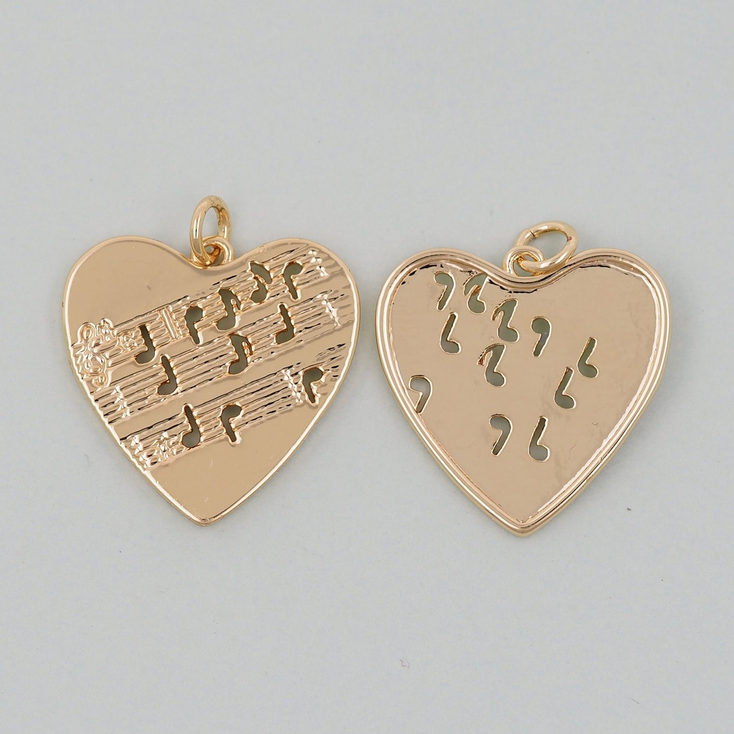 Gold Heart Charms,18K Gold Filled Heart Pendant,Heart Note Charm Bracelet Necklace for DIY Jewelry Making Supply