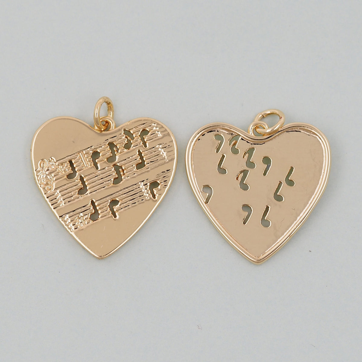 Gold Heart Charms,18K Gold Filled Heart Pendant,Heart Note Charm Bracelet Necklace for DIY Jewelry Making Supply