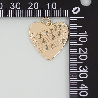 Gold Heart Charms,18K Gold Filled Heart Pendant,Heart Note Charm Bracelet Necklace for DIY Jewelry Making Supply