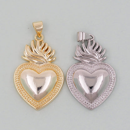 Gold sacred Heart Charms,18K Gold Filled sacred heart Pendant,Religious Charm Bracelet Necklace for DIY Jewelry Making Supply