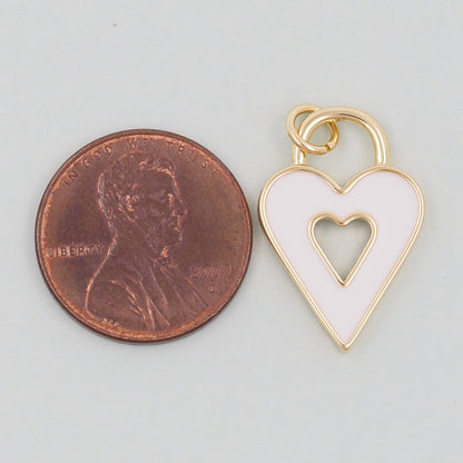 18K Gold Filled Heart Enamel Charm Pendant for Jewelry Making