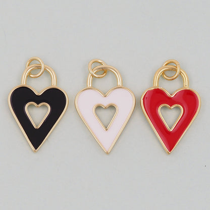 18K Gold Filled Heart Enamel Charm Pendant for Jewelry Making
