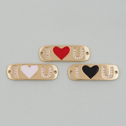 Gold Heart Charms,18K Gold Filled Love Pendant,Enamel Heart Charm Bracelet Necklace for DIY Jewelry Making Supply