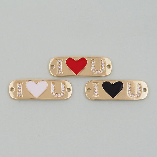 Gold Heart Charms,18K Gold Filled Love Pendant,Enamel Heart Charm Bracelet Necklace for DIY Jewelry Making Supply