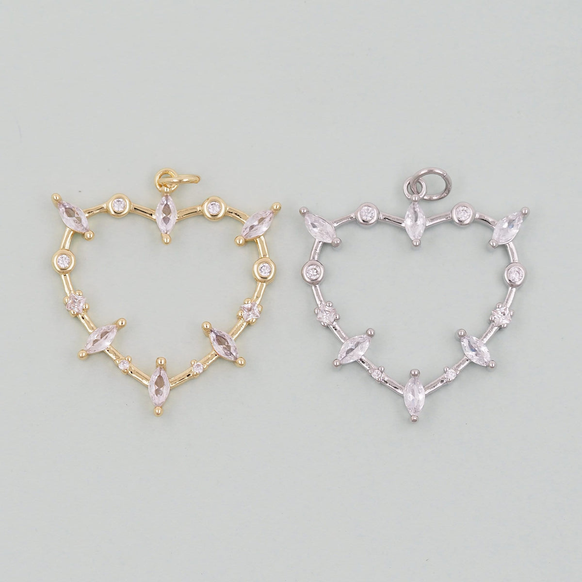 Gold Heart Charms,18K Gold Filled Heart Pendant,Heart Charm Bracelet Necklace for DIY Jewelry Making Supply