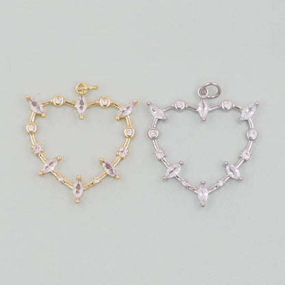 Gold Heart Charms,18K Gold Filled Heart Pendant,Heart Charm Bracelet Necklace for DIY Jewelry Making Supply