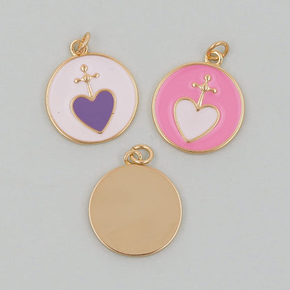 Gold Heart Charms,18K Gold Filled Cross Heart Pendant,Enamel Heart Charm Bracelet Necklace for DIY Jewelry Making Supply