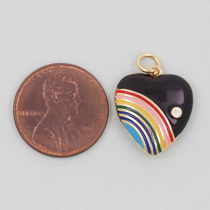 Gold Rainbow Heart Charms,18K Gold Filled rainbow Heart Pendant,Heart Charm Bracelet Necklace for DIY Jewelry Making Supply