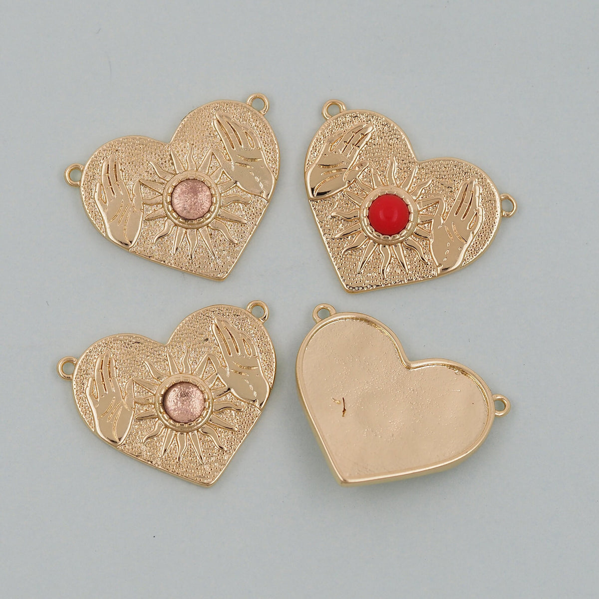Gold Heart Charms,18K Gold Filled Heart Pendant,Heart Charm Bracelet Necklace for DIY Jewelry Making Supply