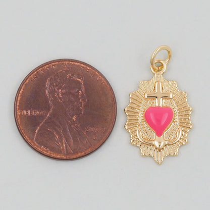 18K Gold Filled Heart Enamel Charm Pendant for Jewelry Making