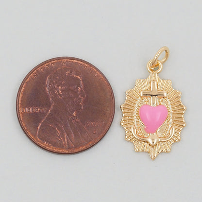 18K Gold Filled Heart Enamel Charm Pendant for Jewelry Making