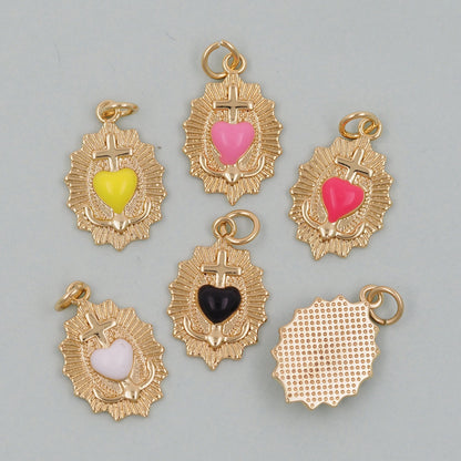 18K Gold Filled Heart Enamel Charm Pendant for Jewelry Making