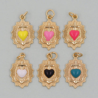 18K Gold Filled Heart Enamel Charm Pendant for Jewelry Making