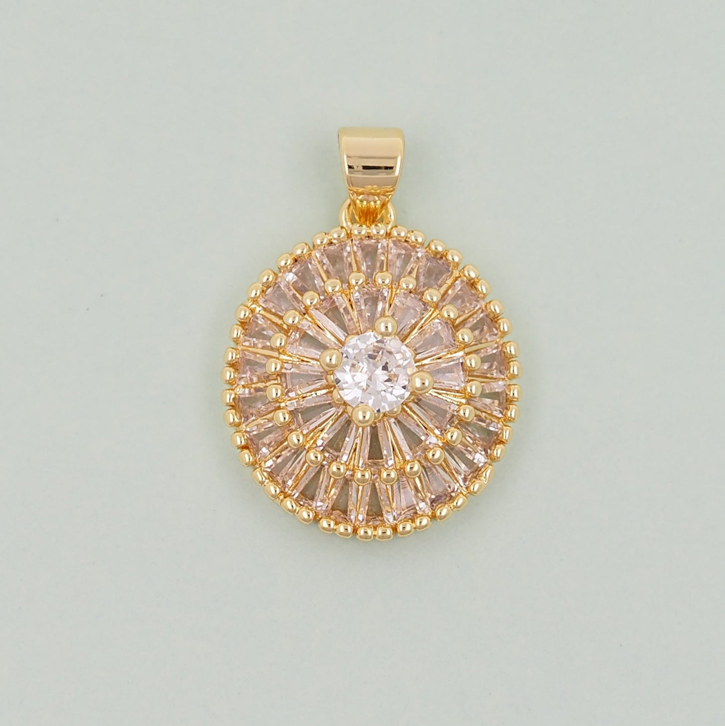 Gold Round Sun Charms,18K Gold Filled Round Pendant,Round Connector Charm Bracelet Necklace for DIY Jewelry Making Supply