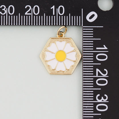Gold daisy Charms,18K Gold Filled daisy Pendant,daisy Charm Bracelet Necklace for DIY Jewelry Making Supply