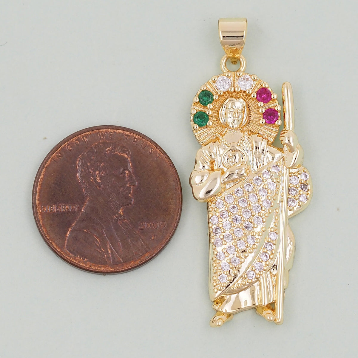 Gold Saint Jude Charms,18K Gold Filled Saint Jude Pendant,Saint Jude Charm Bracelet Necklace for DIY Jewelry Making Supply