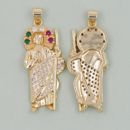 Gold Saint Jude Charms,18K Gold Filled Saint Jude Pendant,Saint Jude Charm Bracelet Necklace for DIY Jewelry Making Supply