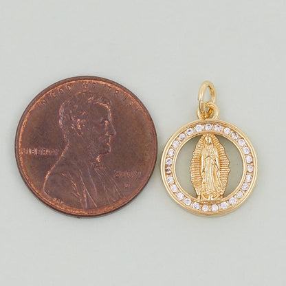Gold virgin mary Charms,18K Gold Filled virgin mary Pendant,virgin mary Charm Bracelet Necklace for DIY Jewelry Making Supply