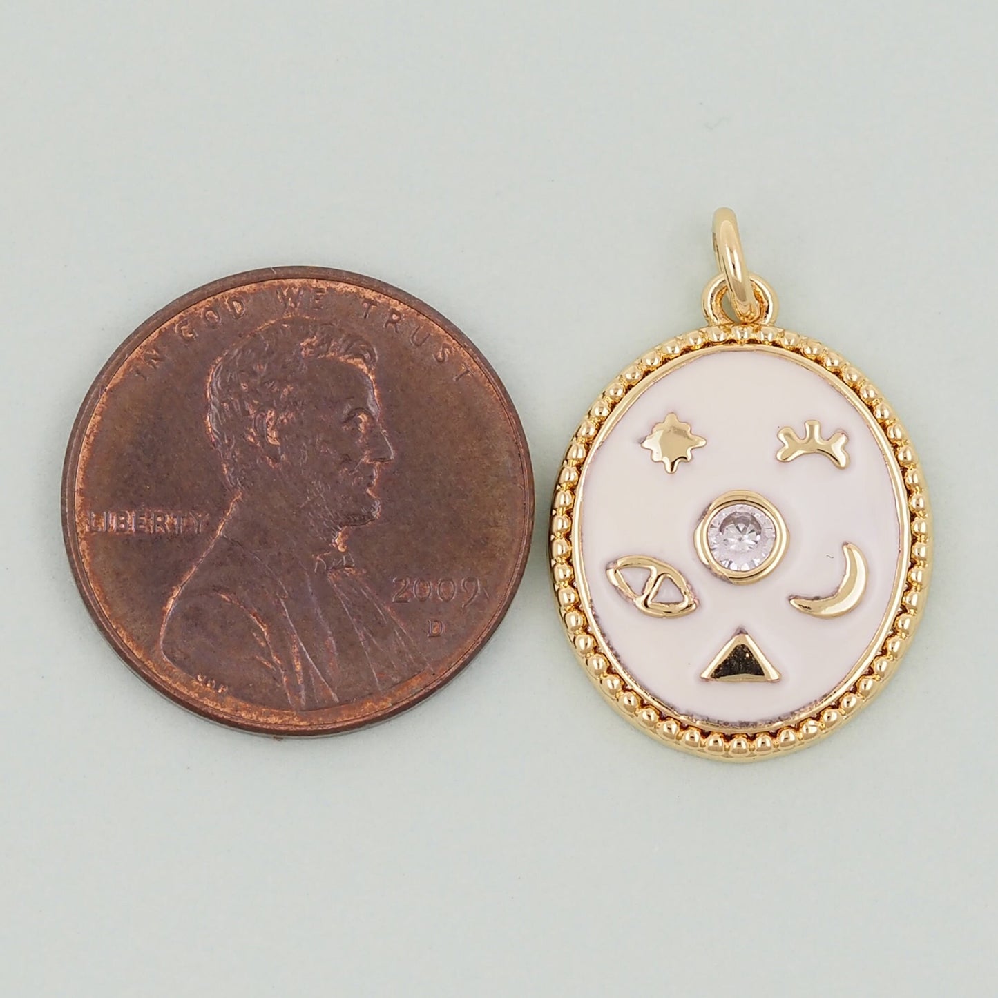 Gold Oval Charms,18K Gold Filled Oval Pendant,Moon Charm Bracelet Necklace for DIY Jewelry Making Supply
