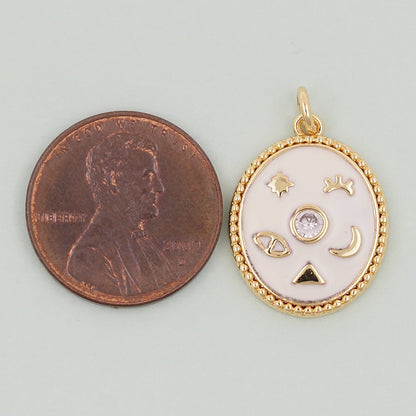 Gold Oval Charms,18K Gold Filled Oval Pendant,Moon Charm Bracelet Necklace for DIY Jewelry Making Supply