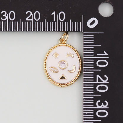 Gold Oval Charms,18K Gold Filled Oval Pendant,Moon Charm Bracelet Necklace for DIY Jewelry Making Supply