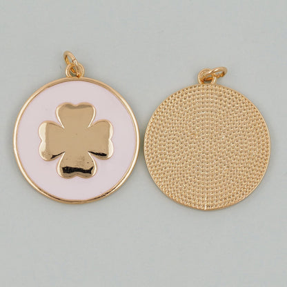 Gold Flower Charms,18K Gold Filled Flower Pendant,Round Flower Charm Bracelet Necklace for DIY Jewelry Making Supply