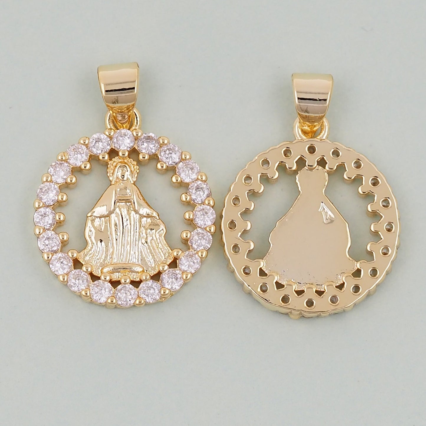 Gold Our Lady of Guadalupe Charms,18K Gold Filled virgin mary Pendant,virgin mary Charm Bracelet Necklace for DIY Jewelry Making Supply