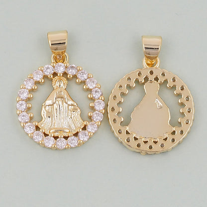 Gold Our Lady of Guadalupe Charms,18K Gold Filled virgin mary Pendant,virgin mary Charm Bracelet Necklace for DIY Jewelry Making Supply