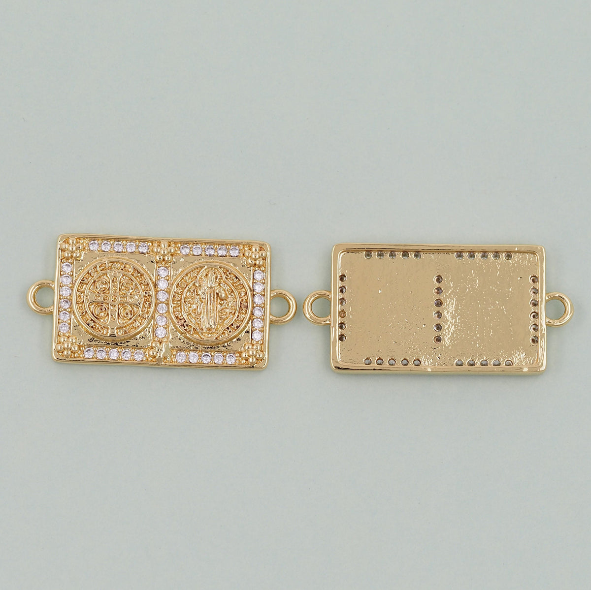 Gold Benedict Charms,18K Gold FilledBenedict Pendant,Rectangle Benedict Charm Bracelet Necklace for DIY Jewelry Making Supply