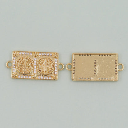 Gold Benedict Charms,18K Gold FilledBenedict Pendant,Rectangle Benedict Charm Bracelet Necklace for DIY Jewelry Making Supply