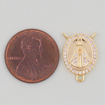 Gold church Charms,18K Gold Filled church Pendant,Oval Charm Bracelet Necklace for DIY Jewelry Making Supply