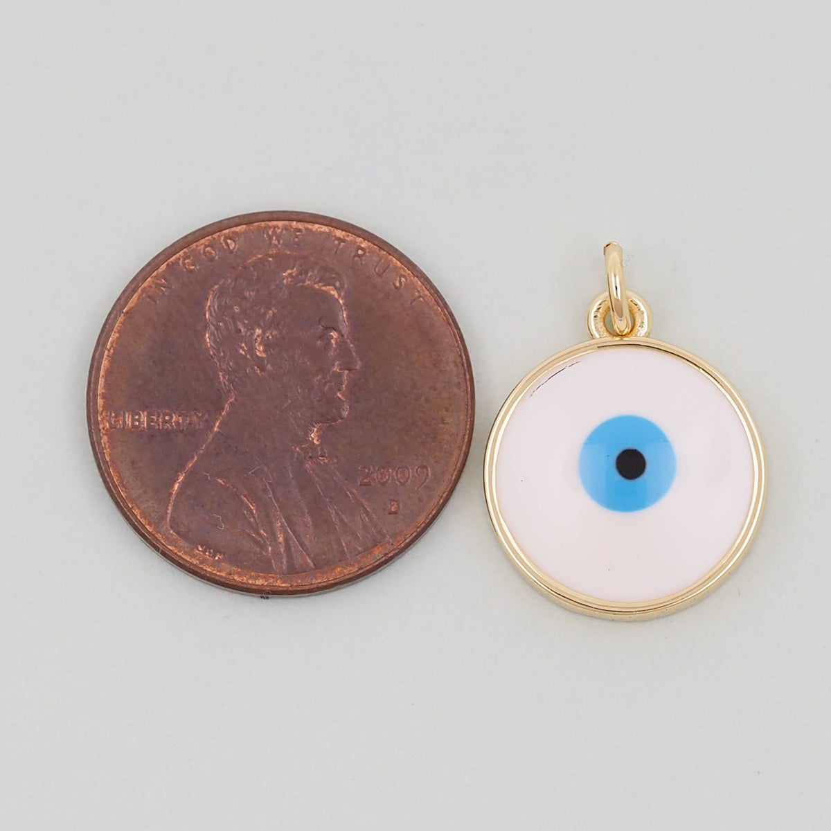 Gold Round Evil Eye Charms,18K Gold Filled Evil Eye Pendant,Enamel Evil Eye Charm Bracelet Necklace for DIY Jewelry Making Su