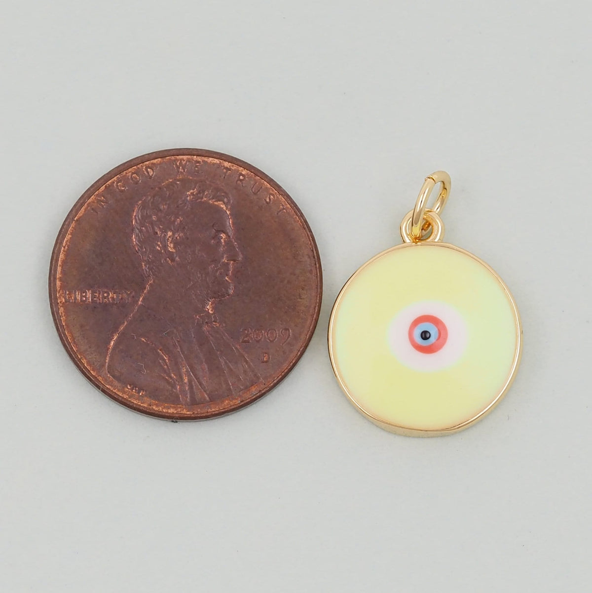 Gold Round Evil Eye Charms,18K Gold Filled Evil Eye Pendant,Enamel Evil Eye Charm Bracelet Necklace for DIY Jewelry Making Su