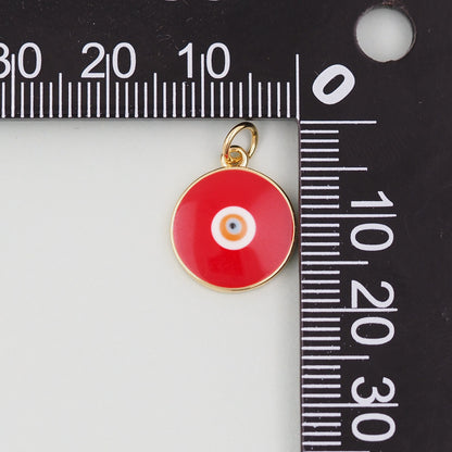 Gold Round Evil Eye Charms,18K Gold Filled Evil Eye Pendant,Enamel Evil Eye Charm Bracelet Necklace for DIY Jewelry Making Su