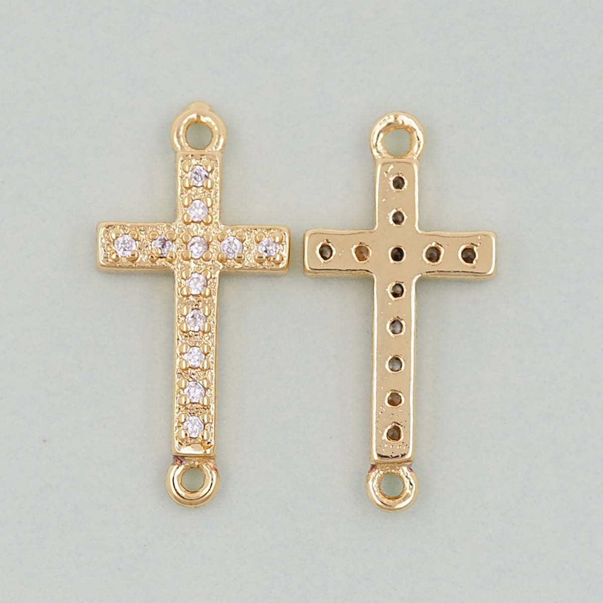 18K Gold Filled Cross Pendant,Cross Charm Bracelet Necklace for DIY Jewelry Making Supply