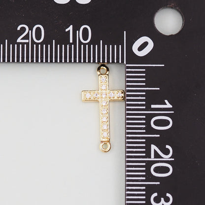 18K Gold Filled Cross Pendant,Cross Charm Bracelet Necklace for DIY Jewelry Making Supply