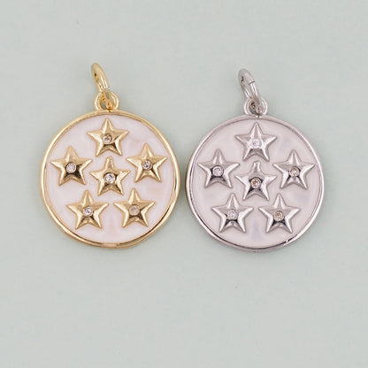 18K Gold Filled Star Pendant,CZ Micro Pave Star Charm Bracelet Necklace for DIY Jewelry Making Supply