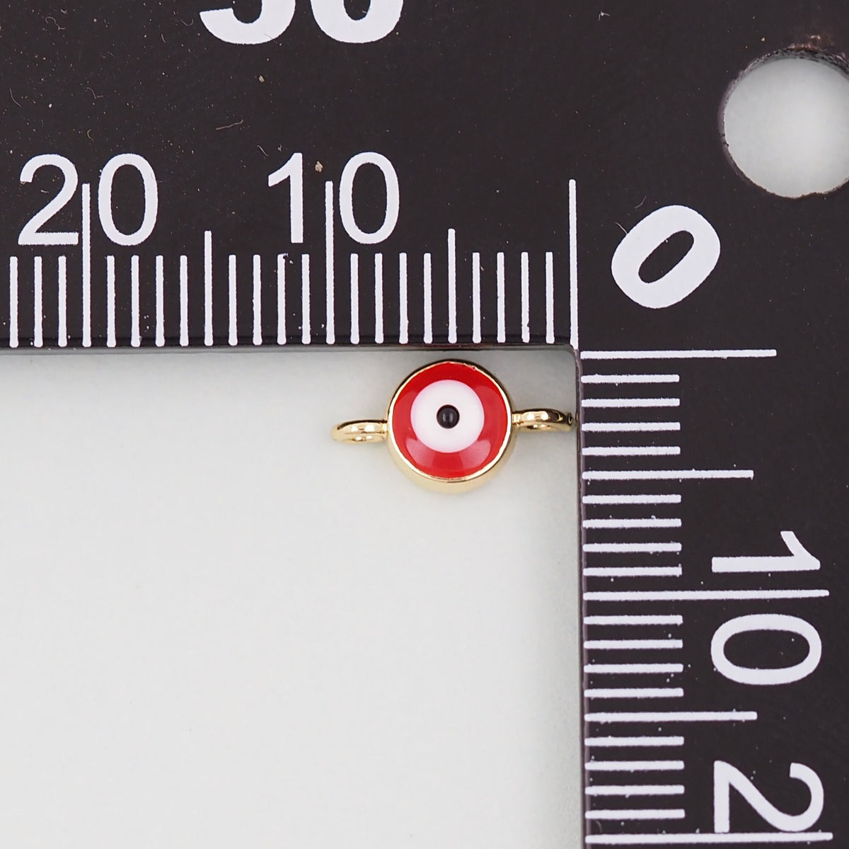 Gold Round Red Evil Eye Charms,18K Gold Filled Evil Eye Pendant,Evil Eye Charm Bracelet Necklace for DIY Jewelry Making Suppl