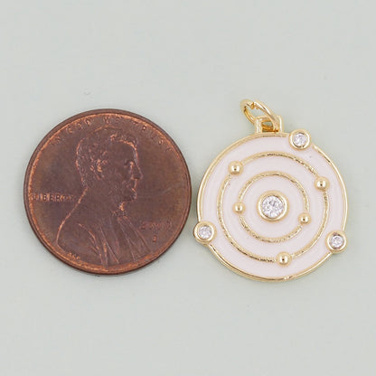 Gold Round Charms,18K Gold Filled celestial charm Pendant,universe Charm Bracelet Necklace for DIY Jewelry Making Supply
