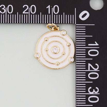 Gold Round Charms,18K Gold Filled celestial charm Pendant,universe Charm Bracelet Necklace for DIY Jewelry Making Supply