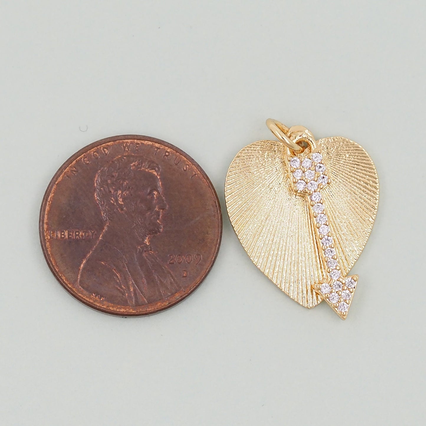 Gold Heart Charms,18K Gold Filled Heart Pendant,arrow Charm Bracelet Necklace for DIY Jewelry Making Supply