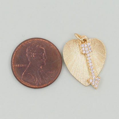 Gold Heart Charms,18K Gold Filled Heart Pendant,arrow Charm Bracelet Necklace for DIY Jewelry Making Supply