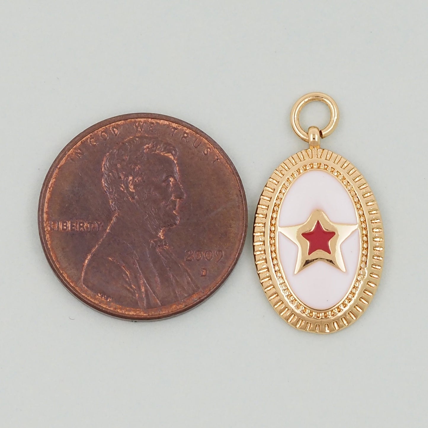 18K Gold Filled Oval Star Pendant,CZ Micro Pave Star Charm Bracelet Necklace for DIY Jewelry Making Supply