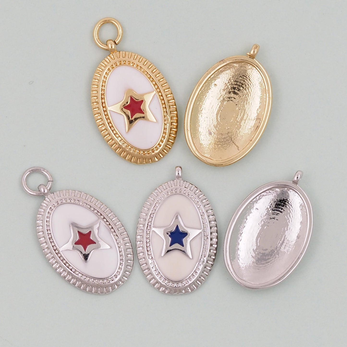 18K Gold Filled Oval Star Pendant,CZ Micro Pave Star Charm Bracelet Necklace for DIY Jewelry Making Supply
