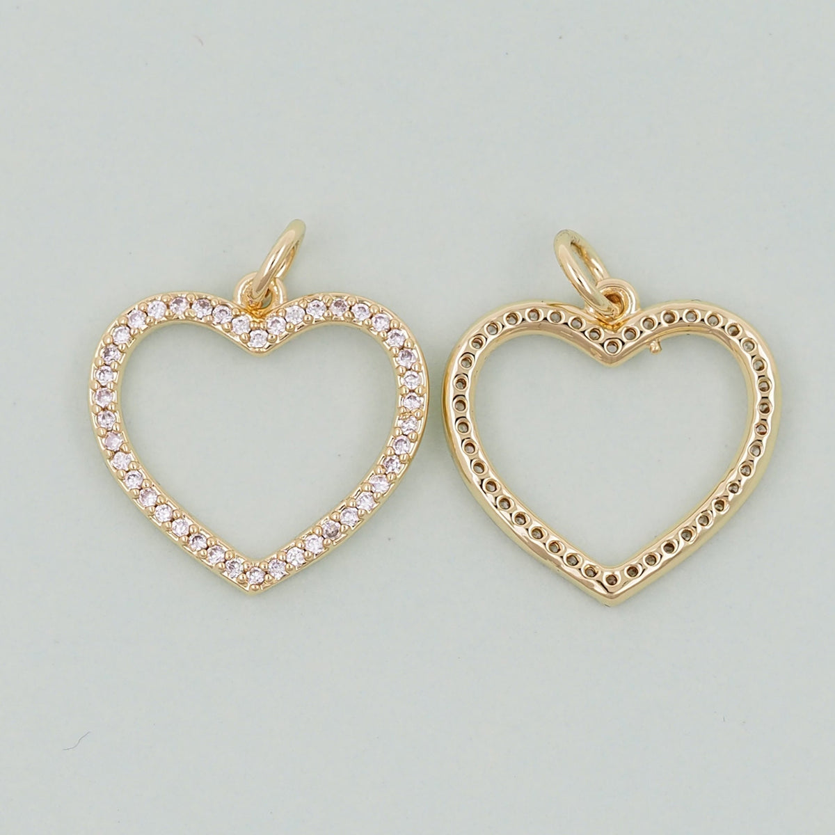 Gold Heart Charms,18K Gold Filled Heart Pendant,Heart Charm Bracelet Necklace for DIY Jewelry Making Supply