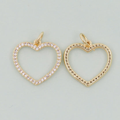 Gold Heart Charms,18K Gold Filled Heart Pendant,Heart Charm Bracelet Necklace for DIY Jewelry Making Supply