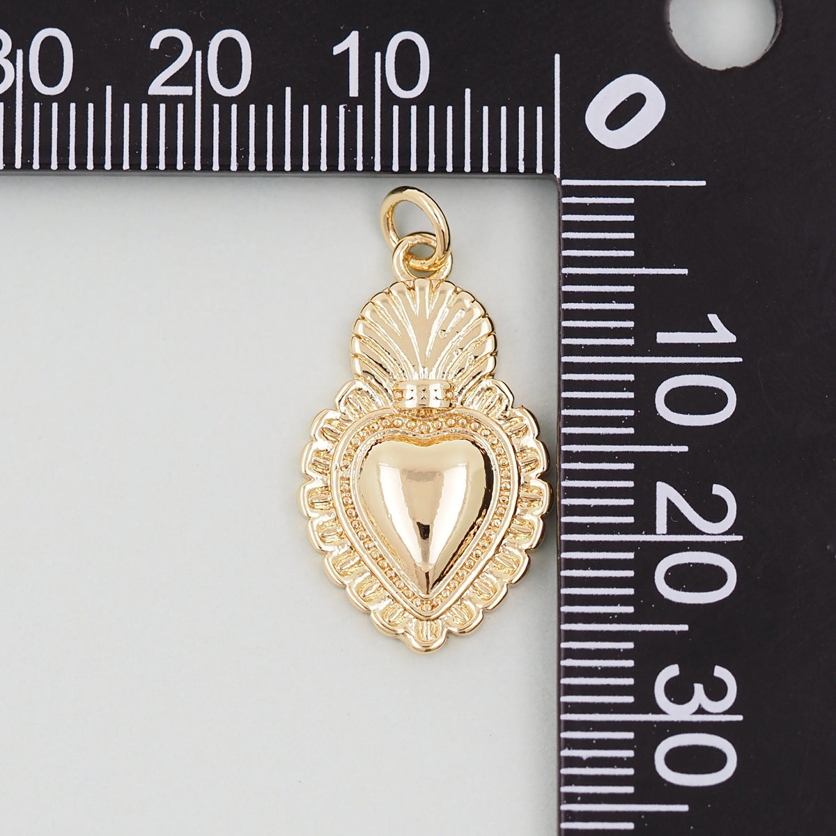 Gold sacred Heart Charms,18K Gold Filled Milagro Heart Pendant,Religious Charm Bracelet Necklace for DIY Jewelry Making Suppl