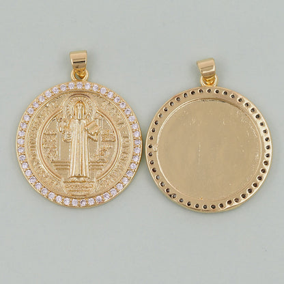 Gold Benedict Charms,18K Gold Filled Benedict Pendant,Round Benedict Charm Bracelet Necklace for DIY Jewelry Making Supply