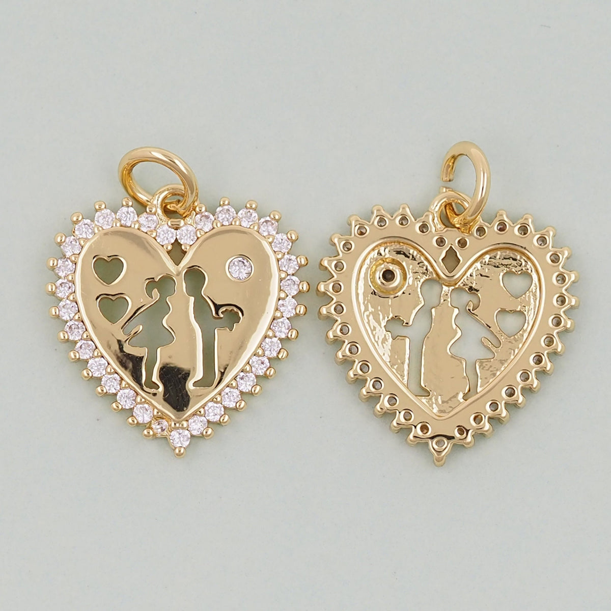 Gold Heart Charms,18K Gold Filled Love Pendant Charm Bracelet Necklace for DIY Jewelry Making Supply